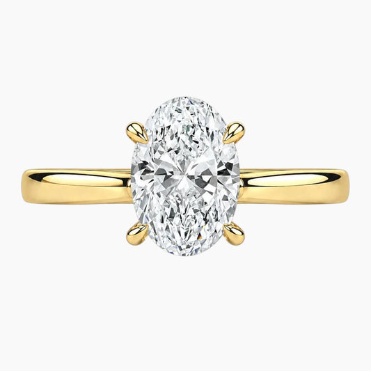 2mm Bezel with 2ct Oval Moissanite Ring with Hidden Halo