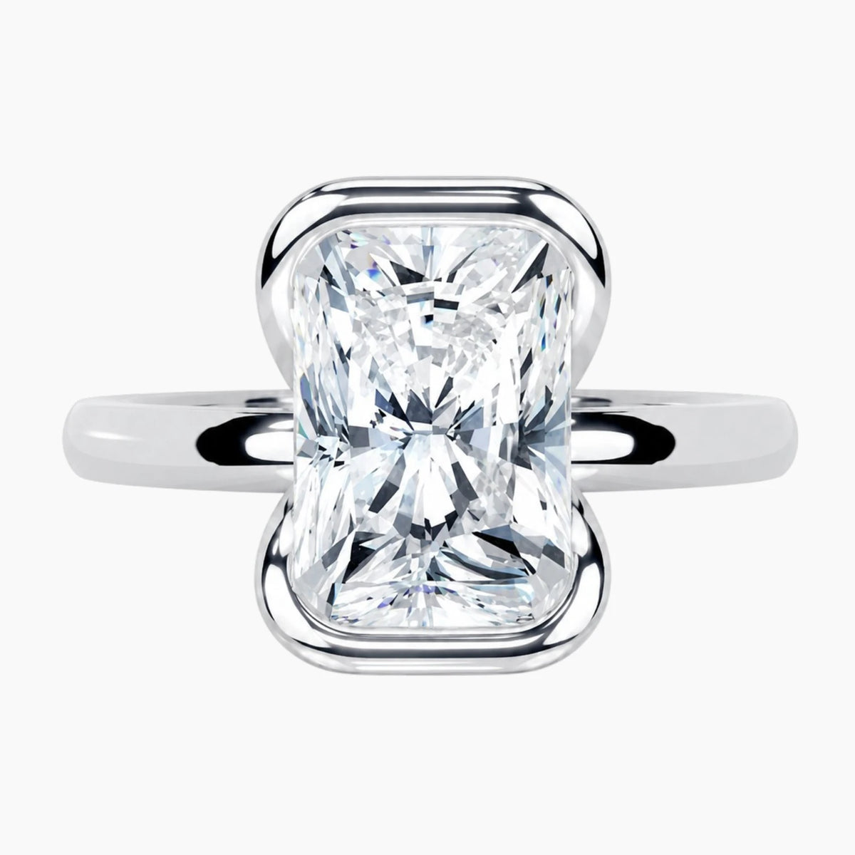Half Bezel Radiant Moissanite Ring