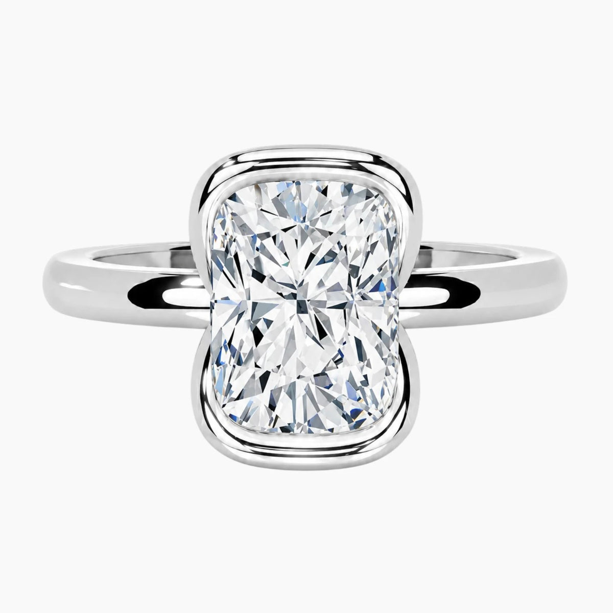 Half Bezel Cushion Moissanite Ring