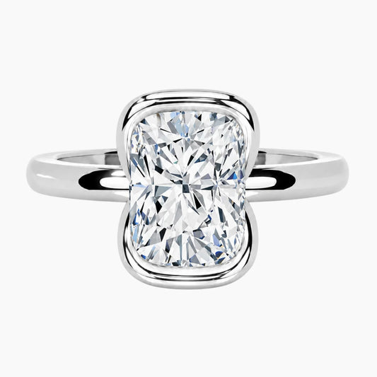 Half Bezel Cushion Moissanite Ring