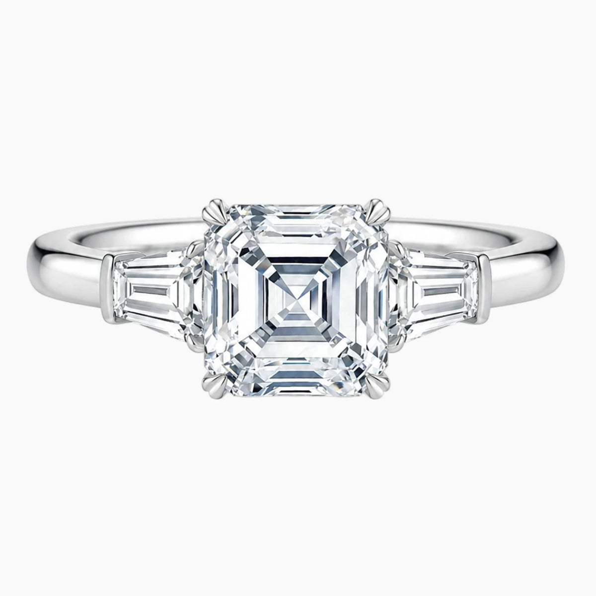 Unique Asscher Cut Moissanite Ring