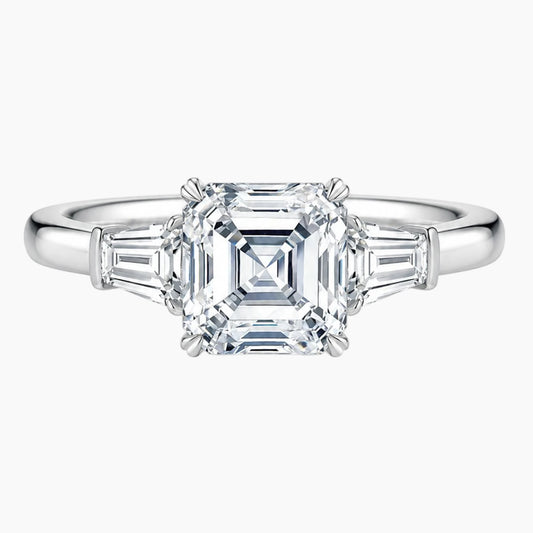 Unique Asscher Cut Moissanite Ring