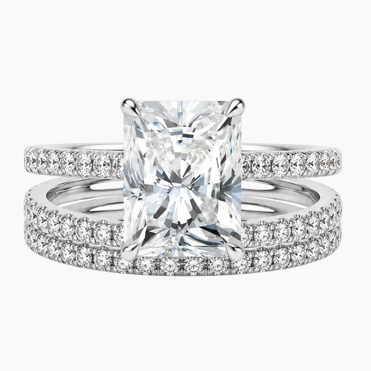Ice Flower Cut Stack Moissanite Ring Set