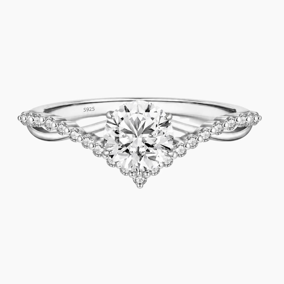 V-Shaped Moissanite Engagement Ring