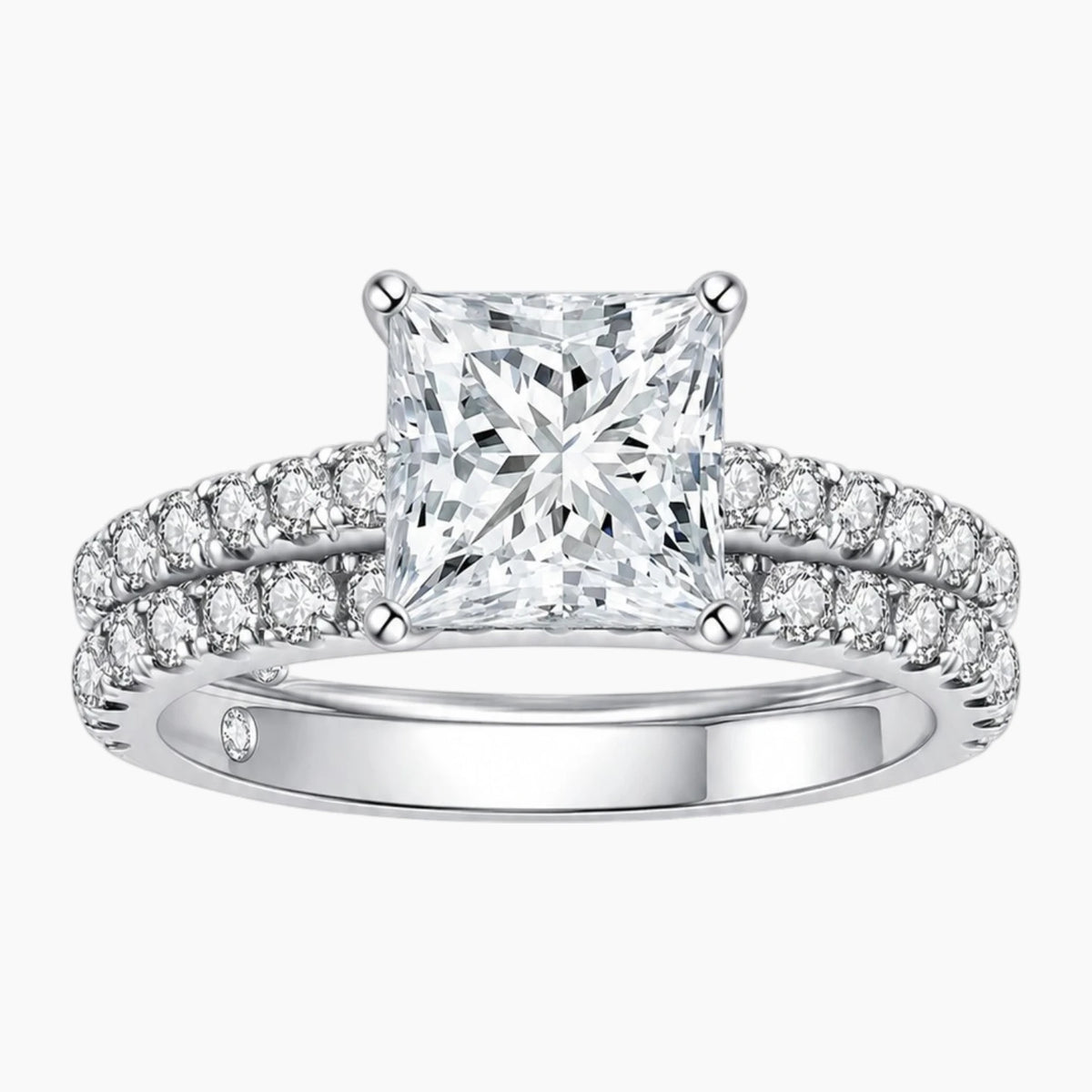 Prinzessin-Schliff Moissanit-Ring-Set