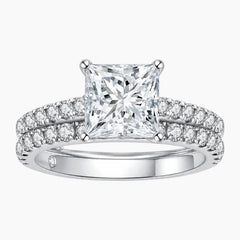 Prinzessin-Schliff Moissanit-Ring-Set