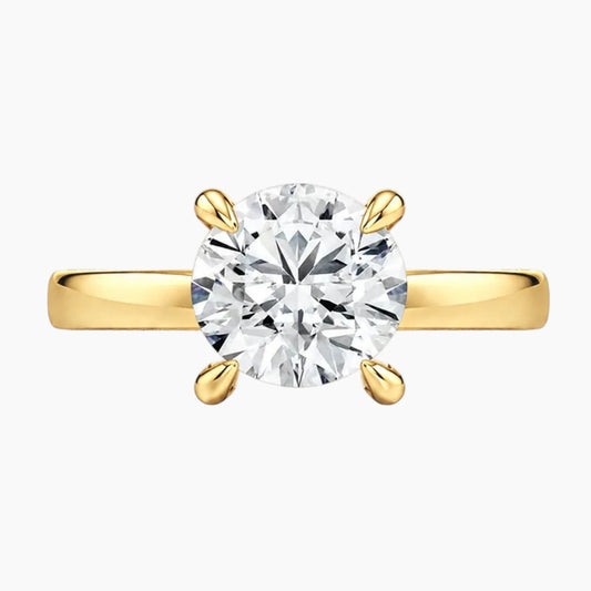 2mm Bezel with 2ct Round Moissanite Ring with Hidden Halo