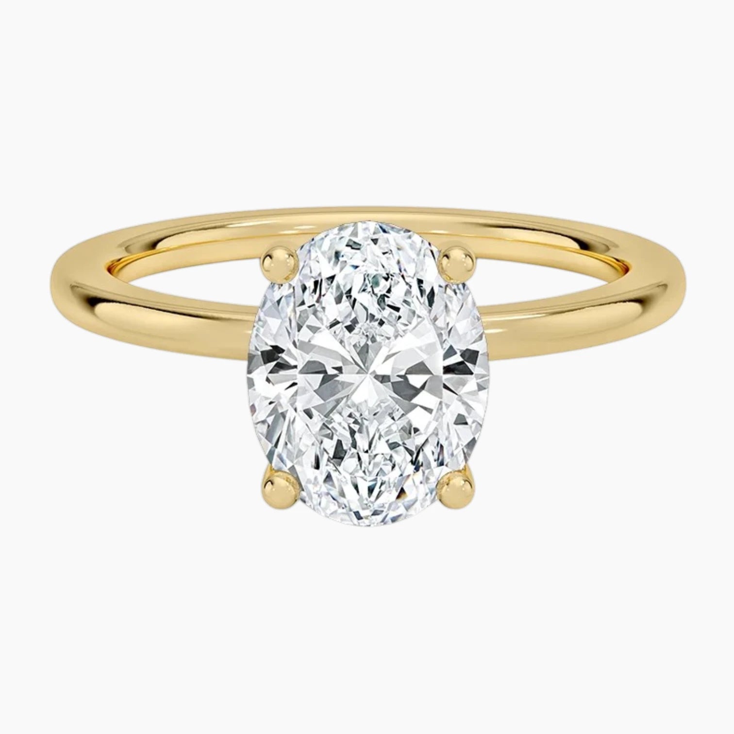 Oval Moissanite Tulip Engagement Ring in 18K Yellow Gold
