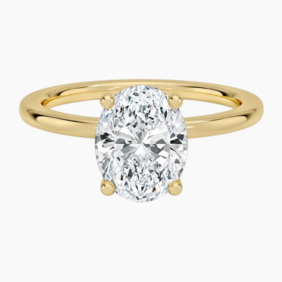 Oval Moissanite Tulip Engagement Ring in 18K Yellow Gold