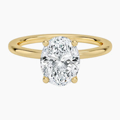 Oval Moissanite Tulip Engagement Ring in 18K Yellow Gold