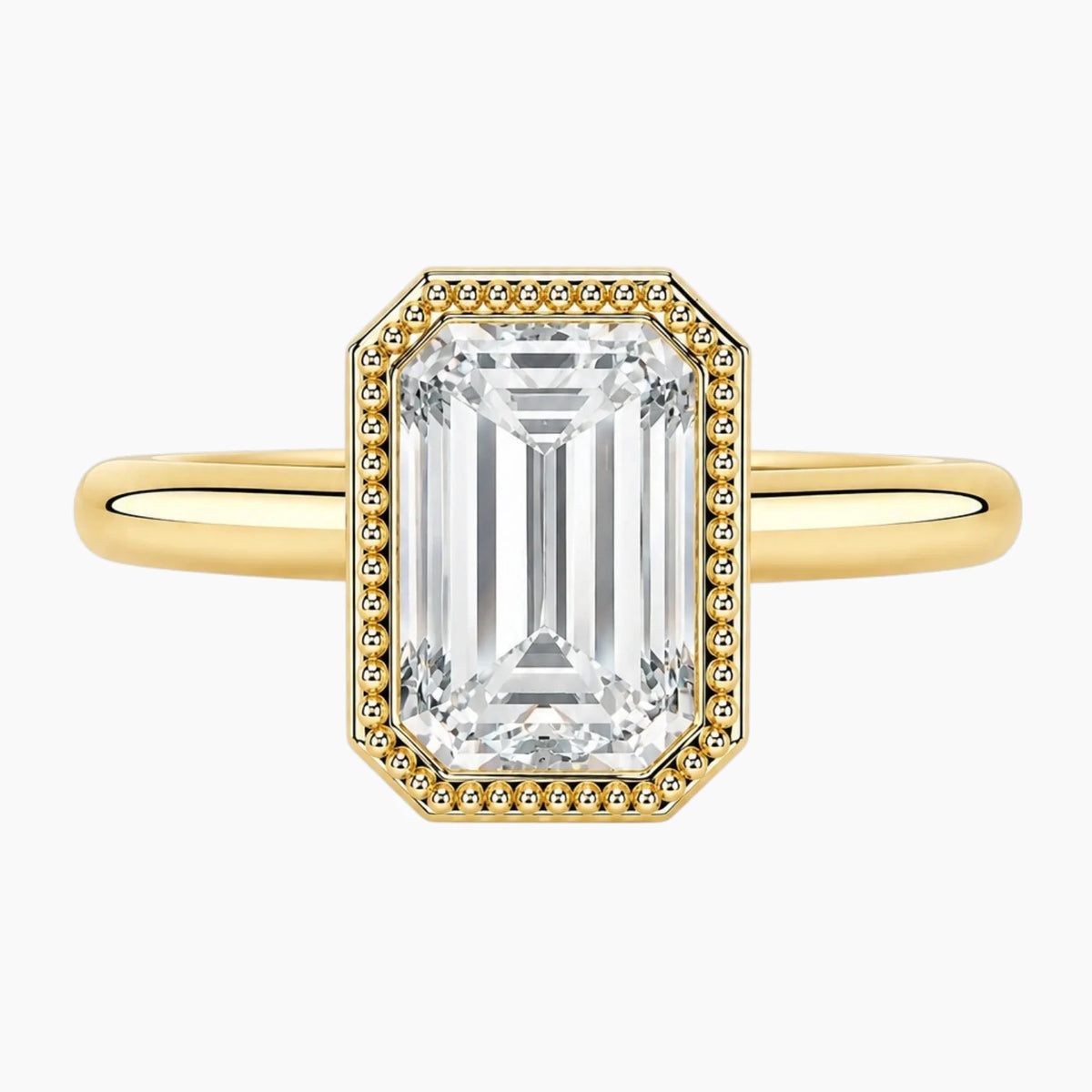 2 Carat French Milgrain Emerald Moissanite Engagement Ring