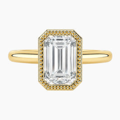 2 Carat French Milgrain Emerald Moissanite Engagement Ring