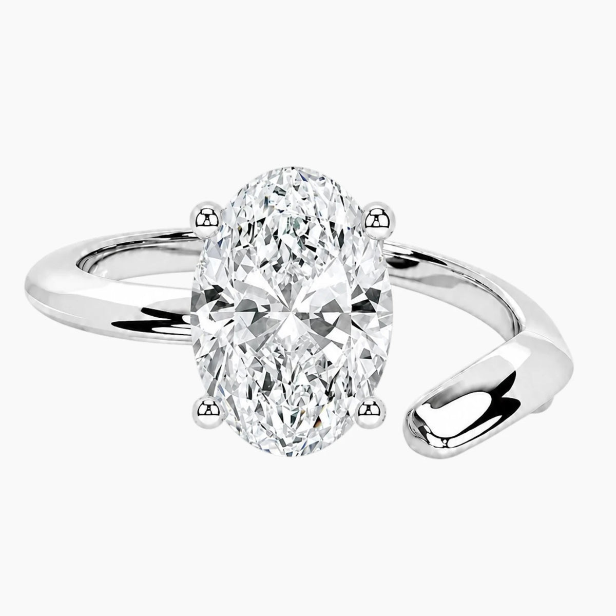 Aura 2ct Oval Moissanite Open Bypass Ring