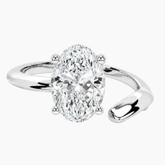 Aura 2ct Oval Moissanite Open Bypass Ring