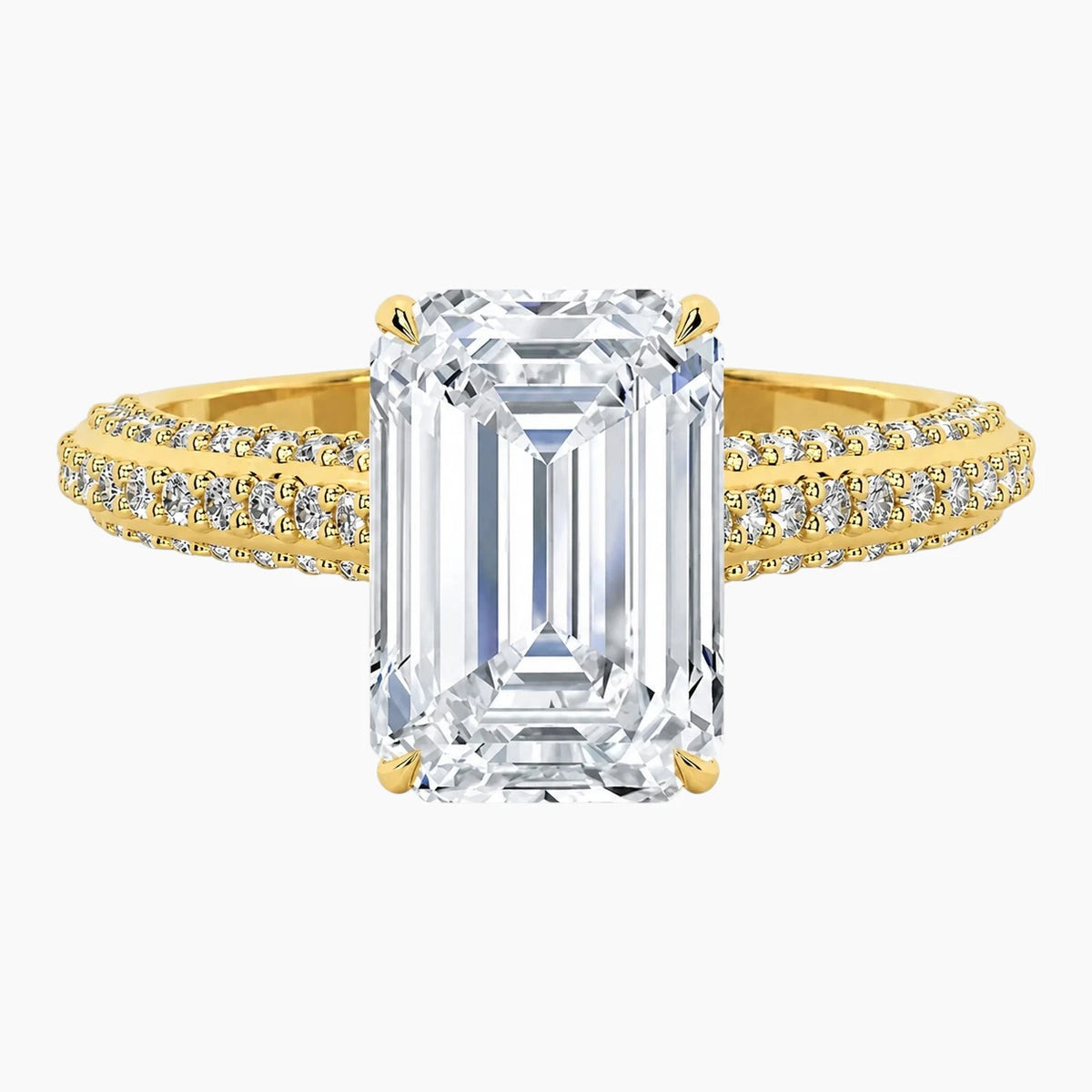 Eternal Radiance 2 Carat Emerald Cut Hidden Halo Moissanite Ring