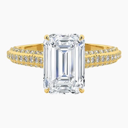 Eternal Radiance 2 Carat Emerald Cut Hidden Halo Moissanite Ring