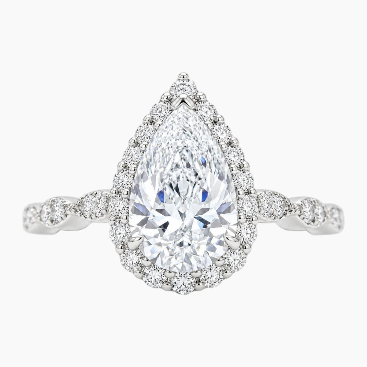 Luxurious Design Pear Cut Moissanite Ring