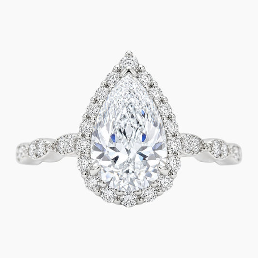 Luxurious Design Pear Cut Moissanite Ring