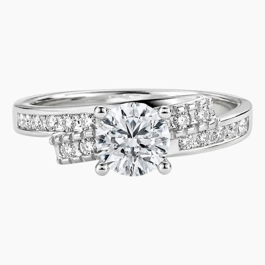 Crossover Design Round Cut Moissanite Ring
