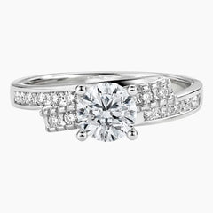 Crossover Design Round Cut Moissanite Ring