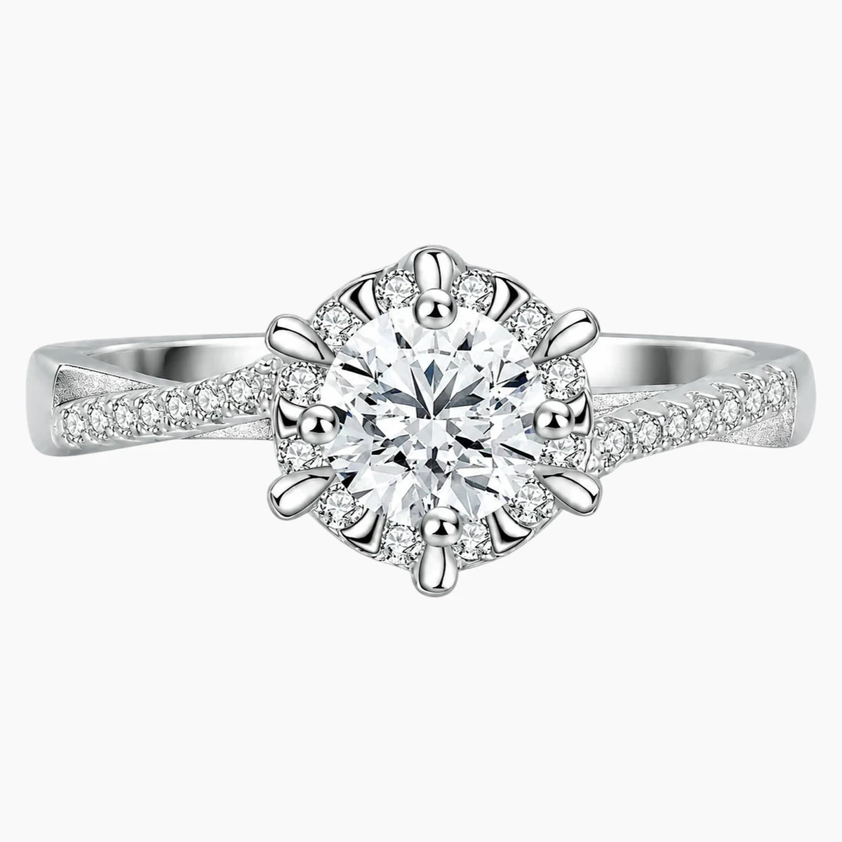 Intertwined Round Cut Moissanite Ring