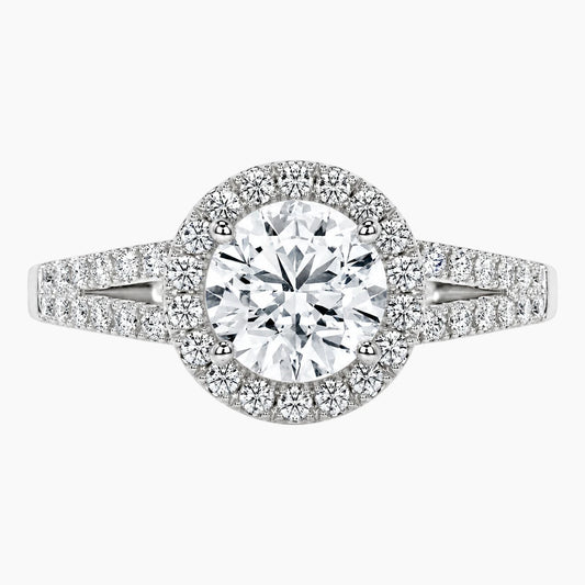 Eternal Radiance Round Moissanite Split Shank Halo Ring