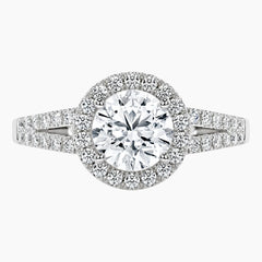 Eternal Radiance Round Moissanite Split Shank Halo Ring