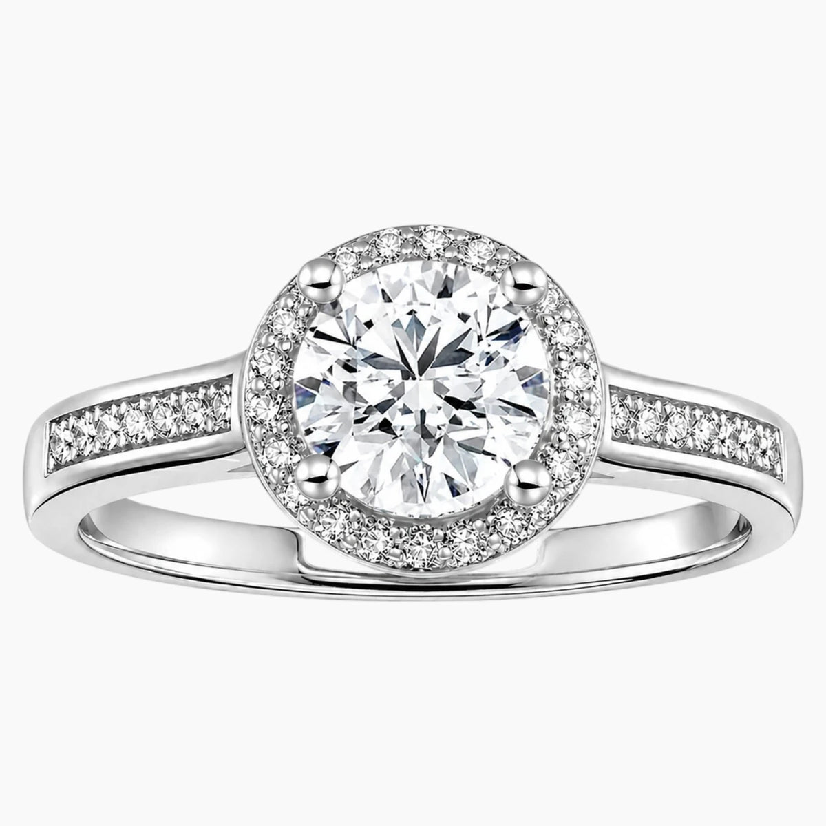 The Radiant Halo Round Moissanite Ring