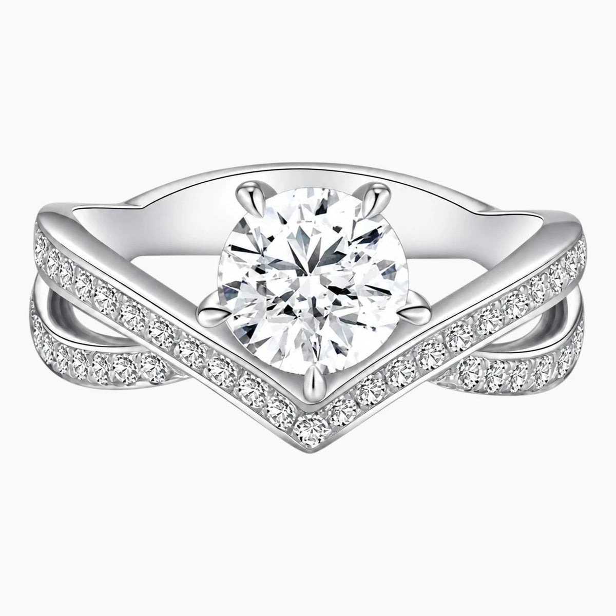 Crown-shaped Moissanite Ring