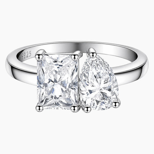 Pear & Radiant Cut Toi et Moi Moissanite  Ring