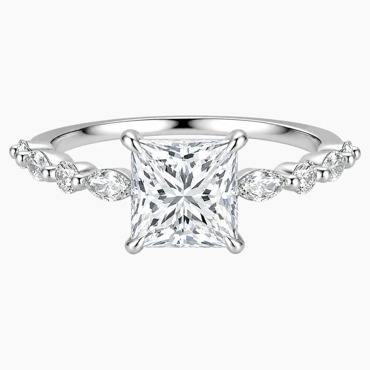 Square Princess-cut Moissanite Ring