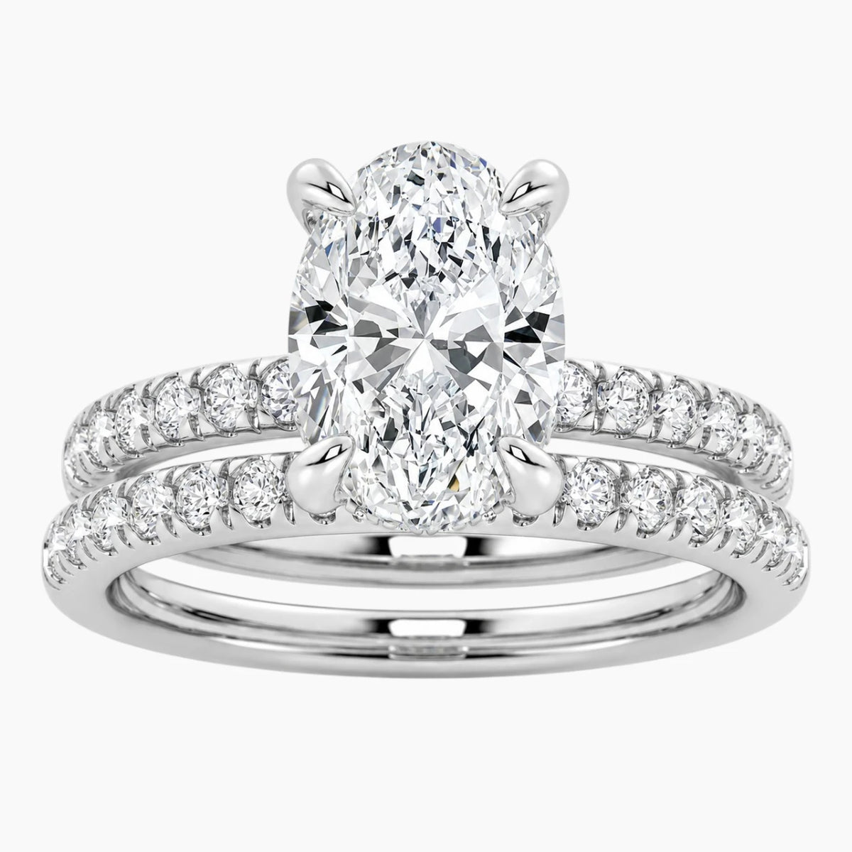 Oval Moissanite Stacking Ring Set