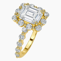 Romantic Emerald Cut Moissanite Ring