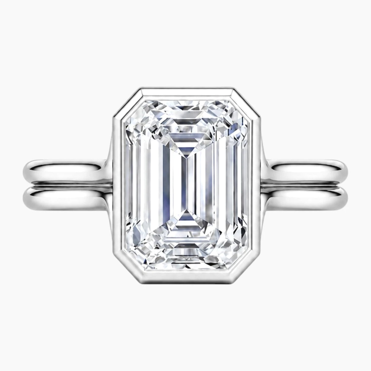 Aurelia Lumière 2 Carat Emerald Cut Moissanite Double Band Ring