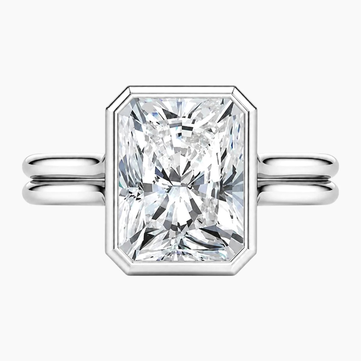 Aurelia Lumière 2 Carat Radiant Cut Moissanite Double Band Ring