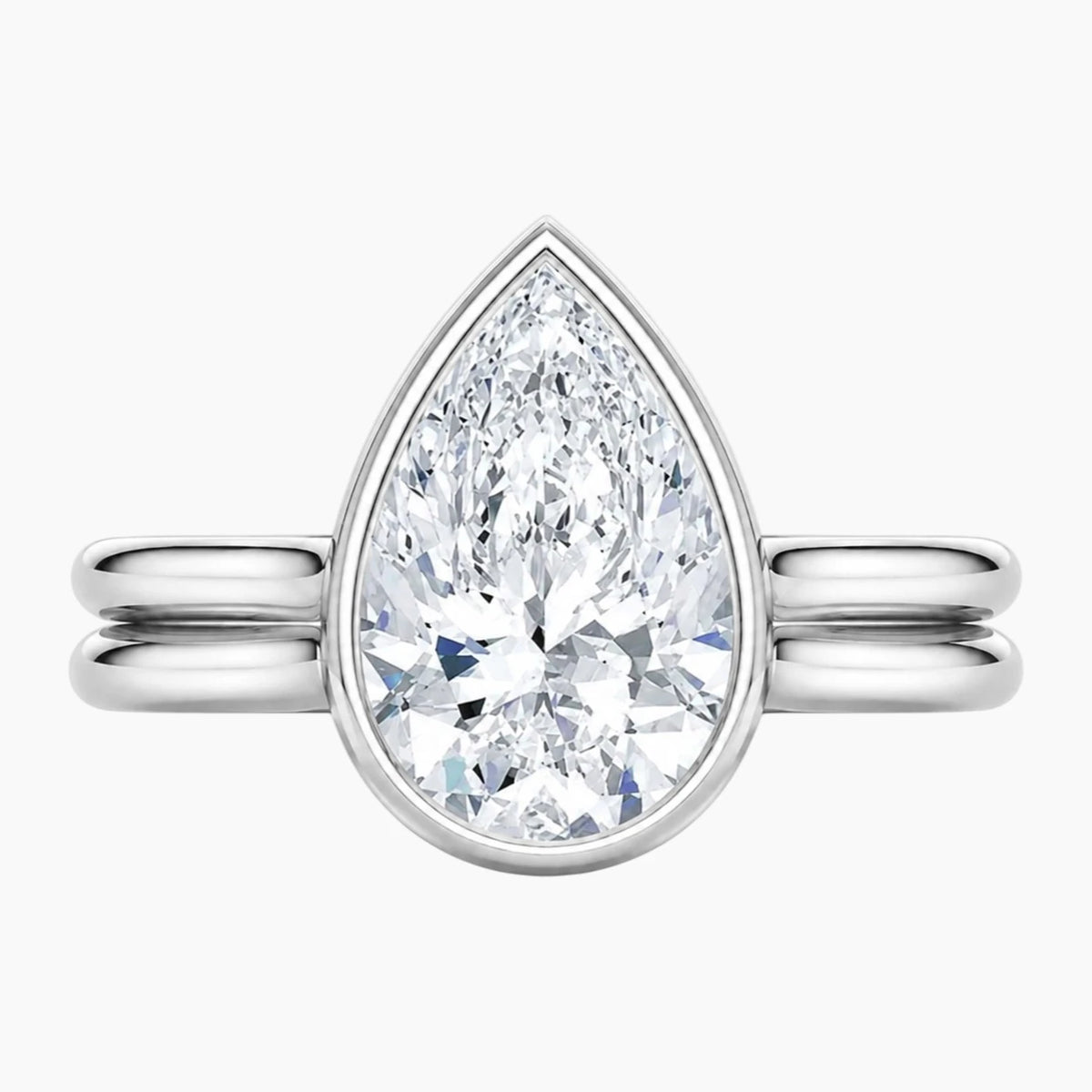 Aurelia Lumière 2 Carat Pear Cut Moissanite Double Band Ring