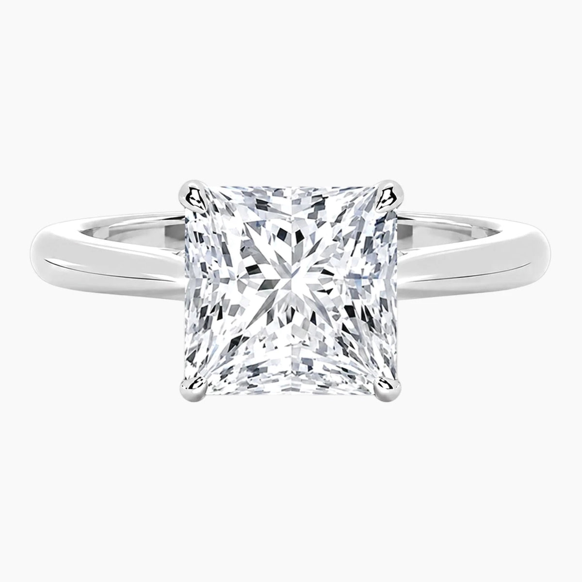 Amélie Écla 3 Carat Princess Cut Moissanite Hidden Halo Tapered Shank Ring