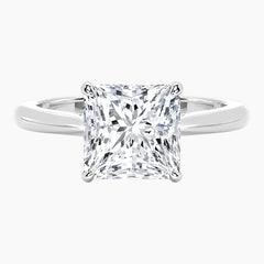 Amélie Écla 3 Carat Princess Cut Moissanite Hidden Halo Tapered Shank Ring