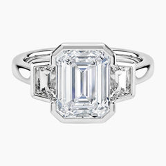 The Arcadian Grace Emerald & Trapezoids Trio Moissanite Ring