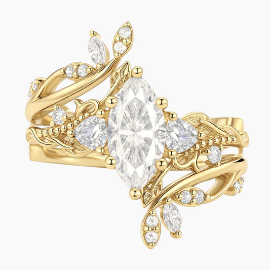 Elysian Flora Marquise Botanical Stacking Ring Set