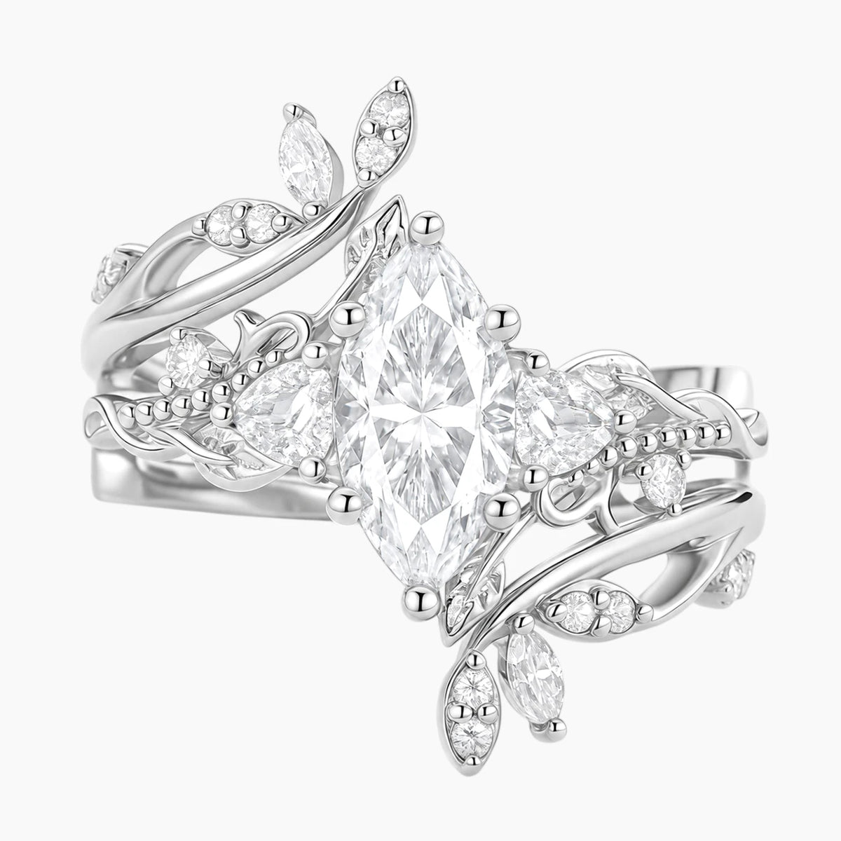 Elysian Flora Marquise Botanical Stacking Ring Set