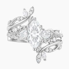 Elysian Flora Marquise Botanical Stacking Ring Set