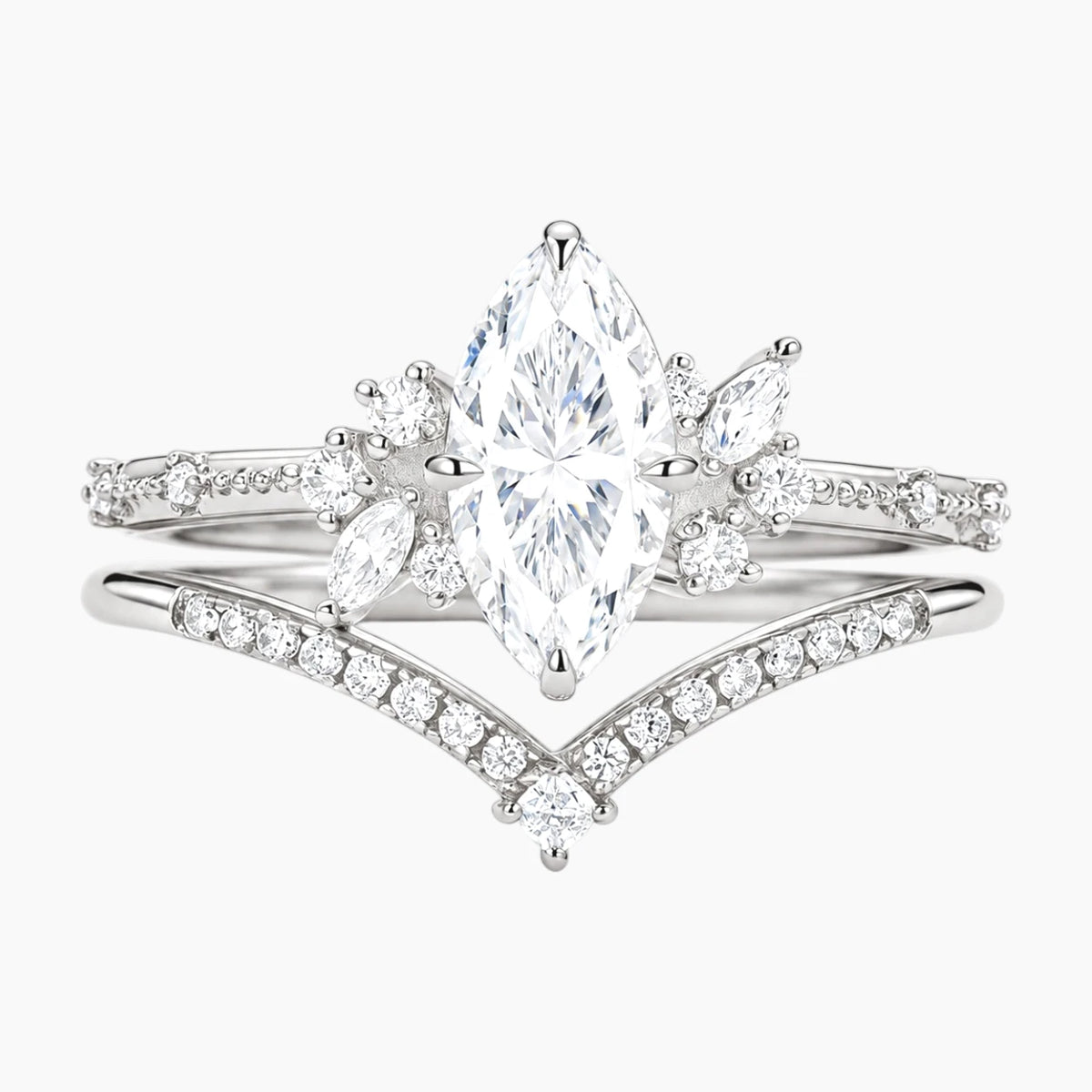 Celestial Crown Marquise Moissanite Ring Set