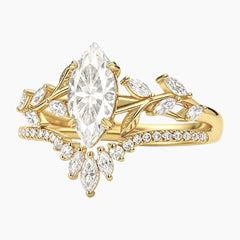 The Sovereign Laurel Marquise Moissanite Bridal Set