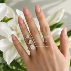 Luise Oval Solitaire Tulip Hidden Halo Moissanite Ring