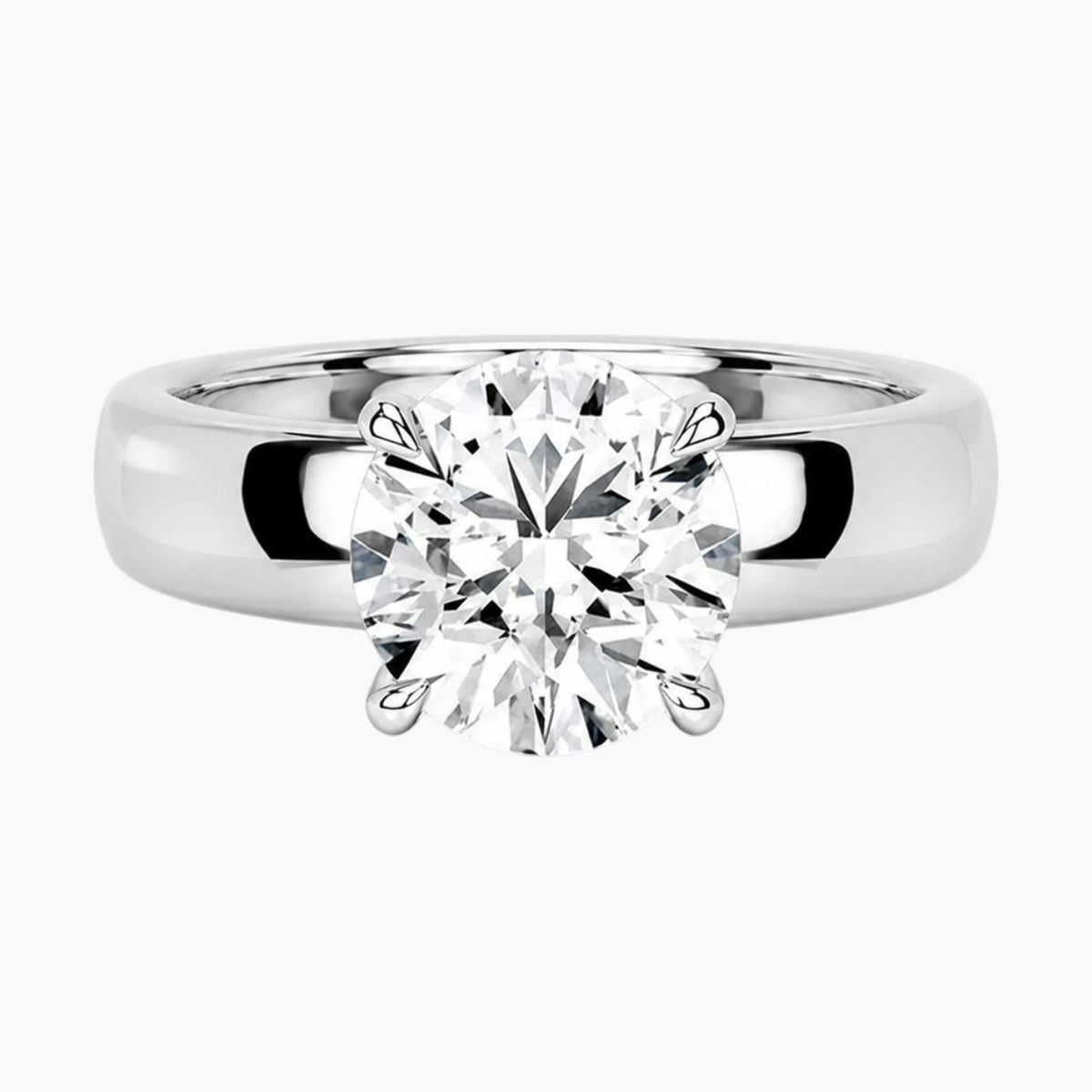 Aveline Round Cut Hidden Halo Moissanite Ring with 3.5mm Band