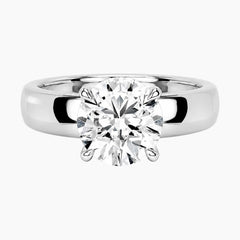 Aveline Round Cut Hidden Halo Moissanite Ring with 3.5mm Band