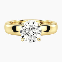 Aveline Round Cut Hidden Halo Moissanite Ring with 3.5mm Band