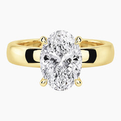Aveline Oval Cut Hidden Halo Moissanite Ring with 3.5mm Band