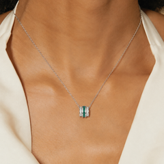 The Verdelle Lab-Grown Emerald Channel Pendant Necklace